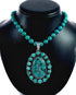 Navajo Turquoise Sterling Silver Necklace Pendant Set TX11373