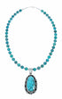 Genuine Navajo Turquoise Sterling Silver Necklace Pendant Set TX11374
