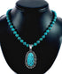 Genuine Navajo Turquoise Sterling Silver Necklace Pendant Set TX11374