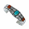 Sterling Silver Turquoise And Coral Navajo Cuff Bracelet TX11377