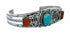Sterling Silver Turquoise And Coral Navajo Cuff Bracelet TX11377