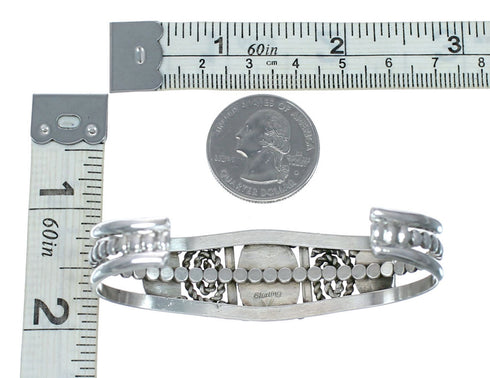 Sterling Silver Turquoise And Coral Navajo Cuff Bracelet TX11377