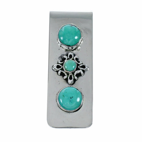 Native American Turquoise Sterling Silver Navajo Money Clip TX11389