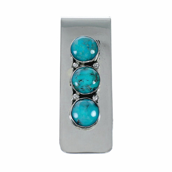Genuine Navajo Turquoise Sterling Silver Money Clip TX11388