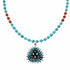 Navajo Turquoise Coral Needlepoint Pendant Bead Sterling Silver Necklace Set TX11395