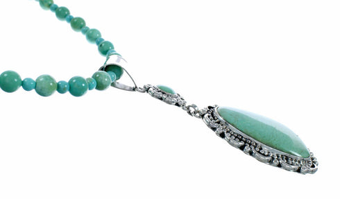 Genuine Navajo Turquoise Sterling Silver Necklace Pendant Set TX11396