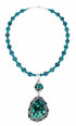 Genuine Navajo Turquoise Sterling Silver Necklace Pendant Set TX11397