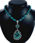 Genuine Navajo Turquoise Sterling Silver Necklace Pendant Set TX11397