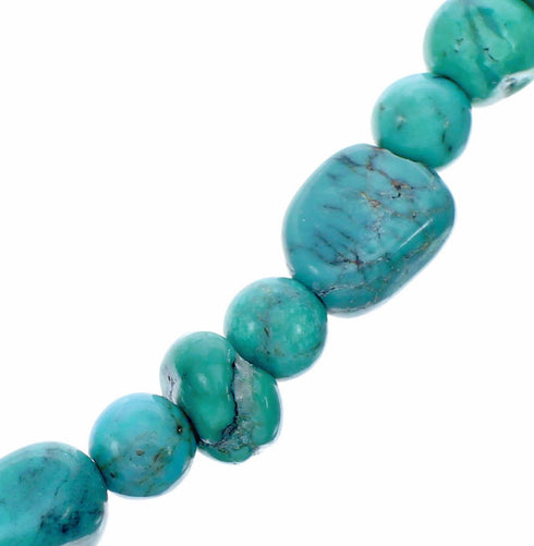 Navajo Sterling Silver Native American Turquoise Bead Necklace TX11392