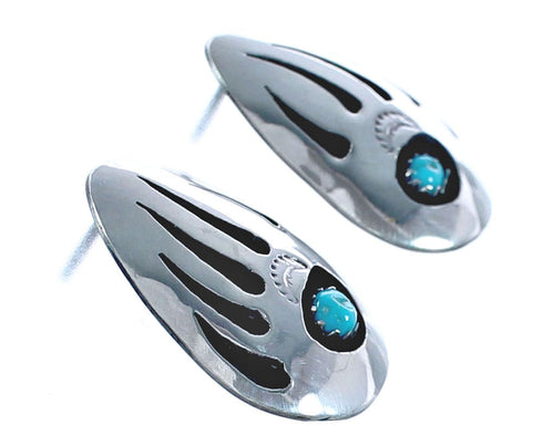 Authentic Sterling Silver Turquoise Bear Paw Navajo Post Earrings BX120003