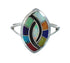 Southwestern Multicolor Inlay Sterling Silver Ring Size 10 JX129658