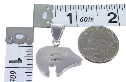 Genuine Sterling Silver Multicolor Inlay Bear Pendant RX73980
