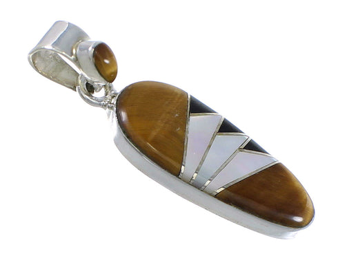 Southwest Silver And Multicolor Inlay Pendant YX70760