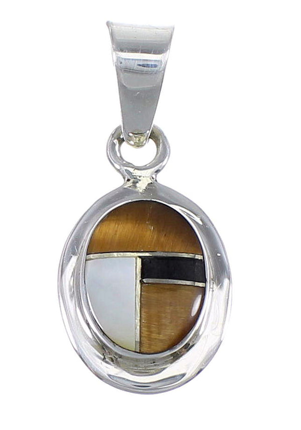 Southwestern Silver And Multicolor Inlay Pendant YX70763