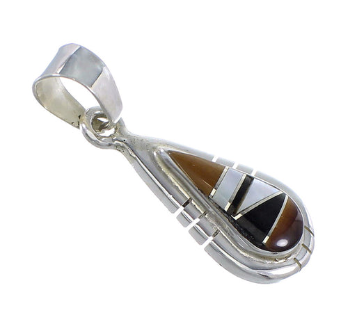 Southwest Sterling Silver And Multicolor Tear Drop Pendant YX70767