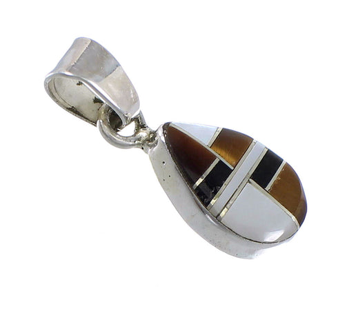 Southwestern Sterling Silver And Multicolor Tear Drop Pendant YX70771