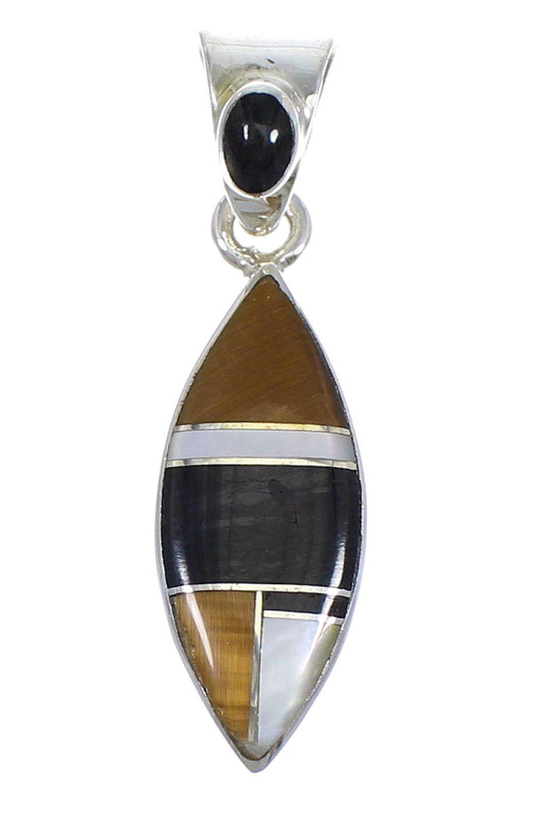 Southwestern Sterling Silver And Multicolor Inlay Pendant YX70775