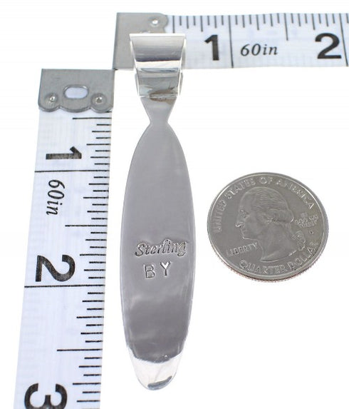 Southwest Genuine Sterling Silver Multicolor Inlay Pendant QX70404