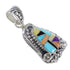 Genuine Sterling Silver Multicolor Inlay Flower Pendant RX70638