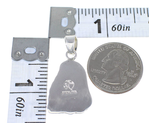 Genuine Sterling Silver Multicolor Inlay Flower Pendant RX70638