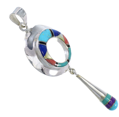 Multicolor And Authentic Sterling Silver Southwest Slide Pendant YX68160