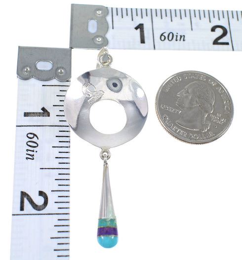 Multicolor And Authentic Sterling Silver Southwest Slide Pendant YX68160