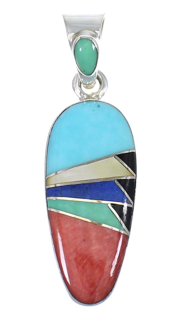 Genuine Sterling Silver And Multicolor Southwest Slide Pendant YX68186