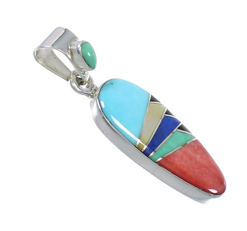 Genuine Sterling Silver And Multicolor Southwest Slide Pendant YX68186