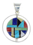 Native American Pueblo Village Design Silver And Multicolor Southwest Reversible Pendant YX68203