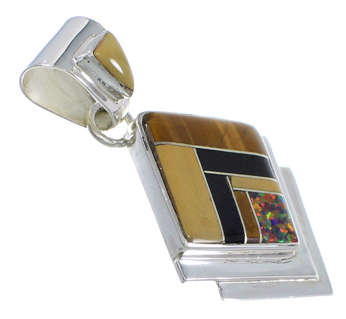 Multicolor Inlay And Sterling Silver Southwest Pendant YX67901