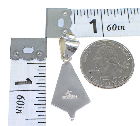 Multicolor Inlay And Authentic Sterling Silver Water Wave Southwestern Pendant YX67909