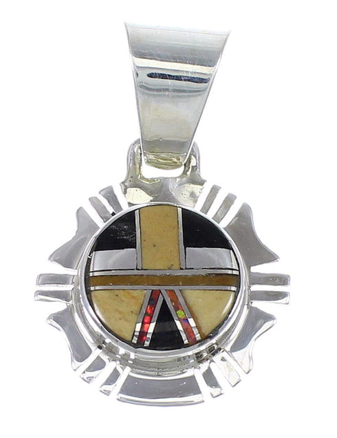 Sterling Silver Multicolor Inlay Southwestern Pendant YX67928