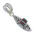 Water Wave Needlepoint Sterling Silver Turquoise And Coral Southwestern Slide Pendant YX67751