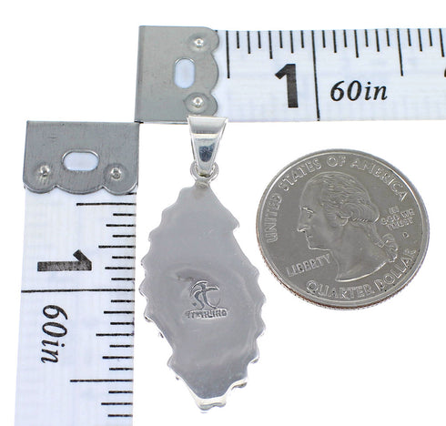 Sterling Silver Turquoise And Coral Needlepoint Southwest Pendant YX67753