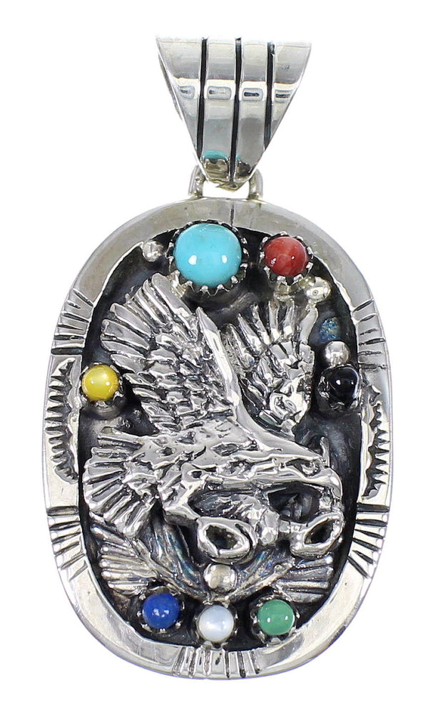 Sterling Silver Multicolor Eagle Southwestern Pendant YX67779