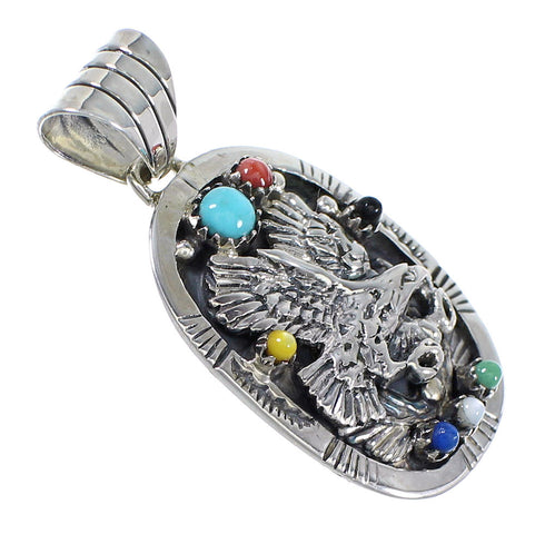 Sterling Silver Multicolor Eagle Southwestern Pendant YX67779