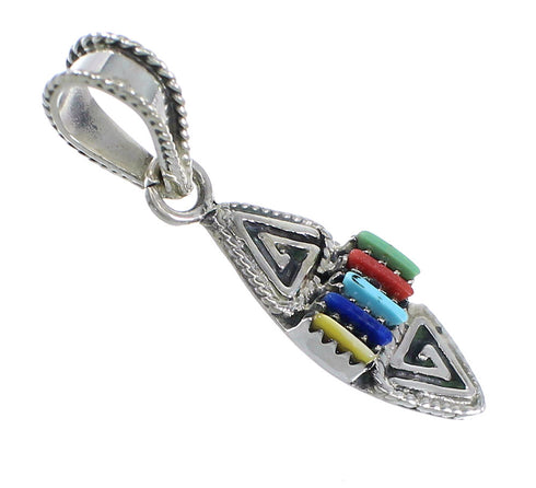 Sterling Silver Multicolor Needlepoint Water Wave Southwest Pendant YX67787