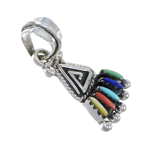 Sterling Silver Multicolor Needlepoint Water Wave Southwestern Pendant YX67790