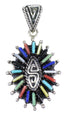 Genuine Sterling Silver Multicolor Needlepoint Water Wave Southwestern Pendant YX67793
