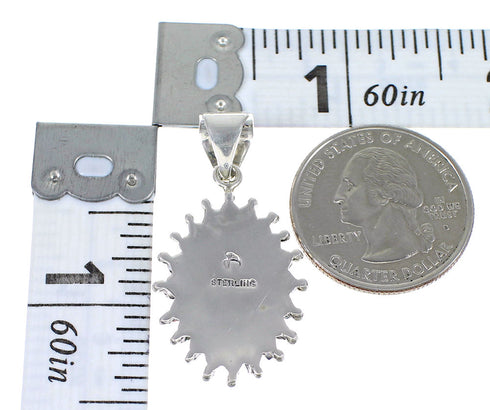 Genuine Sterling Silver Multicolor Needlepoint Water Wave Southwestern Pendant YX67793