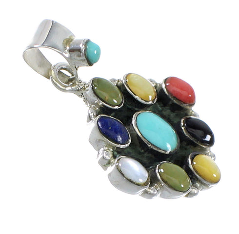 Genuine Sterling Silver Multicolor Southwest Pendant YX67798