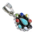 Authentic Sterling Silver Multicolor Southwest Pendant YX67802