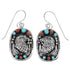 Sterling Silver Turquoise And Coral Southwestern Eagle Hook Dangle Earrings YX68061