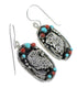 Sterling Silver Turquoise And Coral Southwestern Eagle Hook Dangle Earrings YX68061