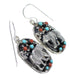 Sterling Silver Turquoise And Coral Southwest Bear Hook Dangle Earrings YX68070