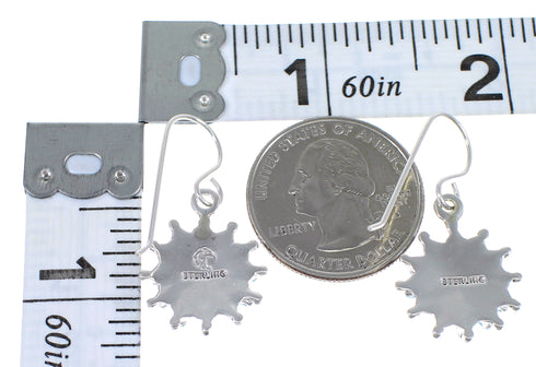 Sterling Silver Turquoise And Coral Southwest Needlepoint Hook Dangle Earrings YX68073