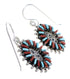 Sterling Silver Turquoise And Coral Southwest Needlepoint Water Wave Hook Dangle Earrings YX68088