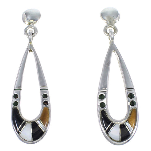 Multicolor Silver Southwest Post Dangle Earrings YX70837
