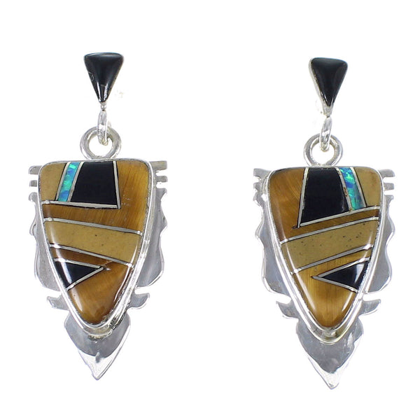 Southwest Silver Multicolor Post Dangle Earrings YX70863