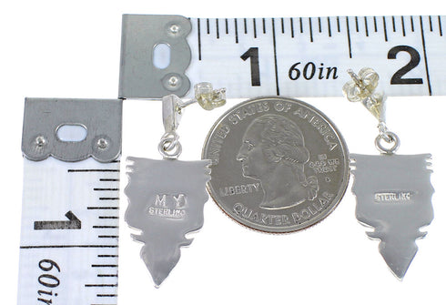 Southwest Silver Multicolor Post Dangle Earrings YX70863